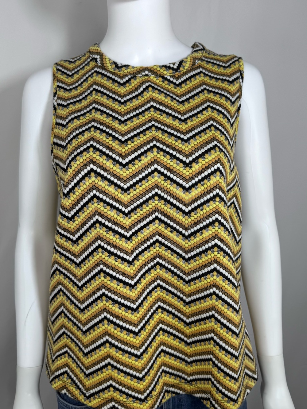 Anthropologie Postage Stamp Chevron Knit Sleeveless Top L